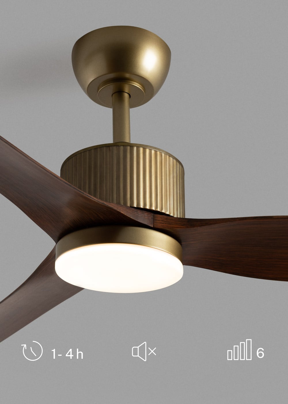 Astorivo plafondventilator goud & donker hout DC 43W LED Ø132 cm