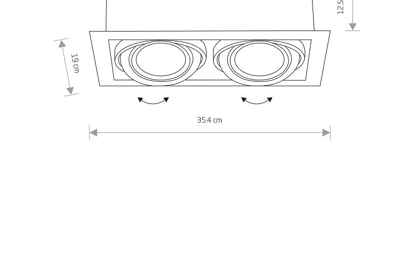 DOWNLIGHT II zwart maattekening (zaagmaat 32 x 16,5 cm)