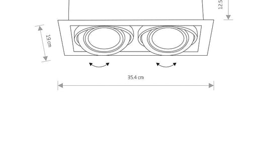 DOWNLIGHT II wit maattekening (zaagmaat 32 x 16,5 cm)