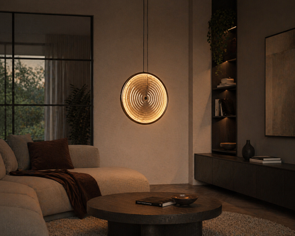 Aurivo LED-Hängeleuchte rund Glas 22W 3000K | Rauchglas / Amberglas | schwarz