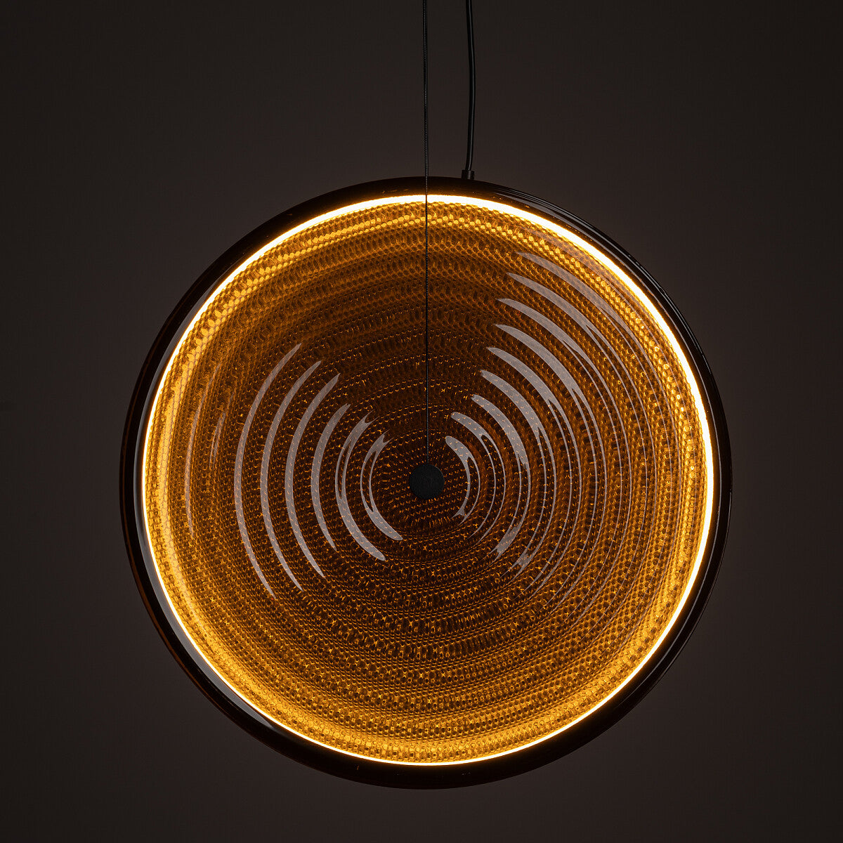 Aurivo LED-Hängeleuchte rund Glas 22W 3000K | Rauchglas / Amberglas | schwarz