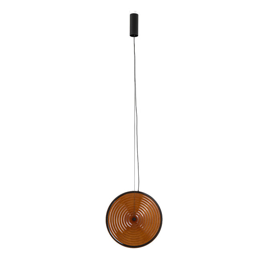 Aurivo LED hanglamp rond glas 22W 3000K gerookt glas / amber glas zwart