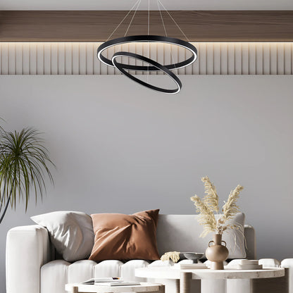 LINA dubbele ring pendel zwart 65W detail