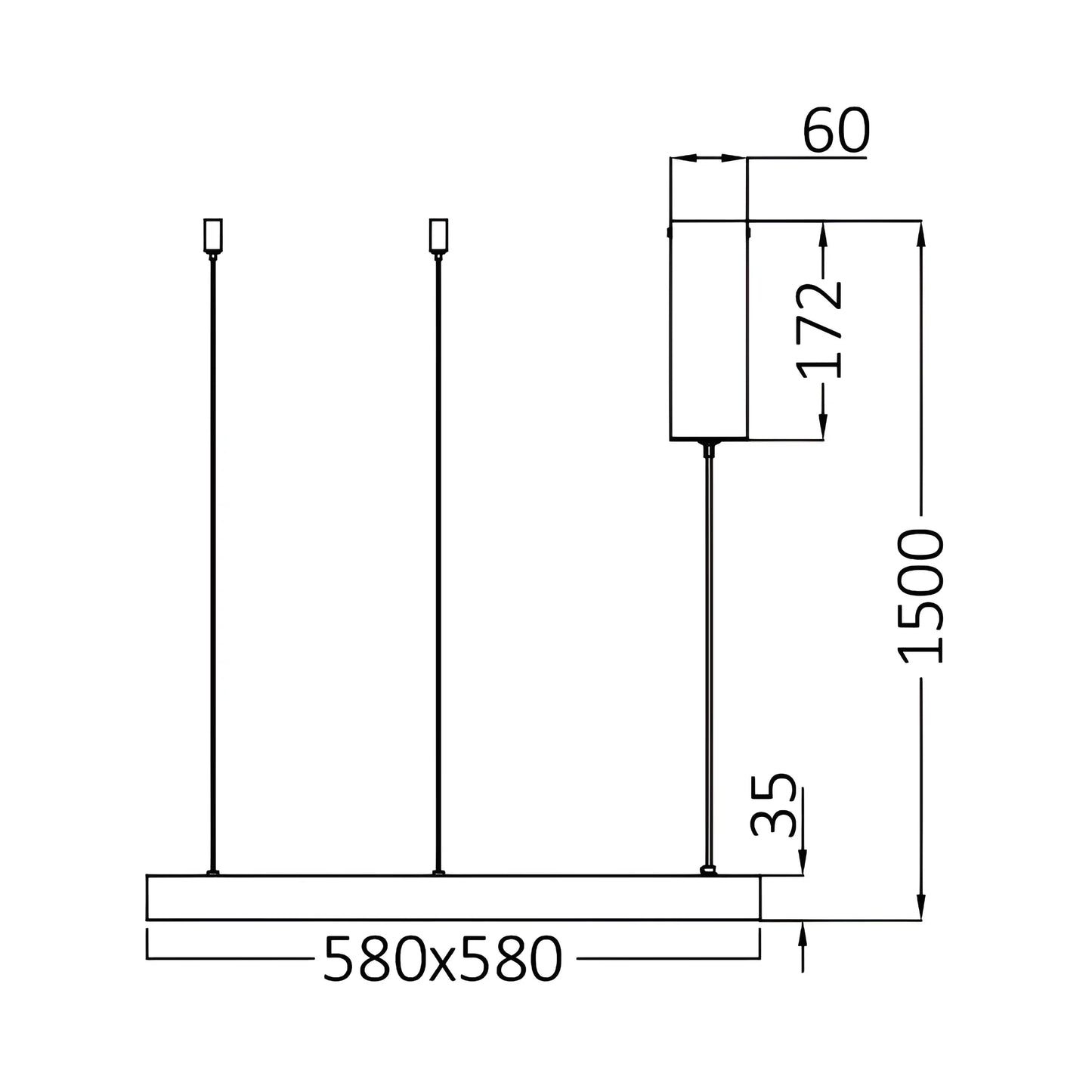 Hanglamp BELLAVO LED 46W vierkant goud 3in1