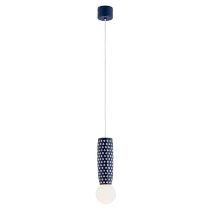 Boll hanglamp Kobalt-wit Klein