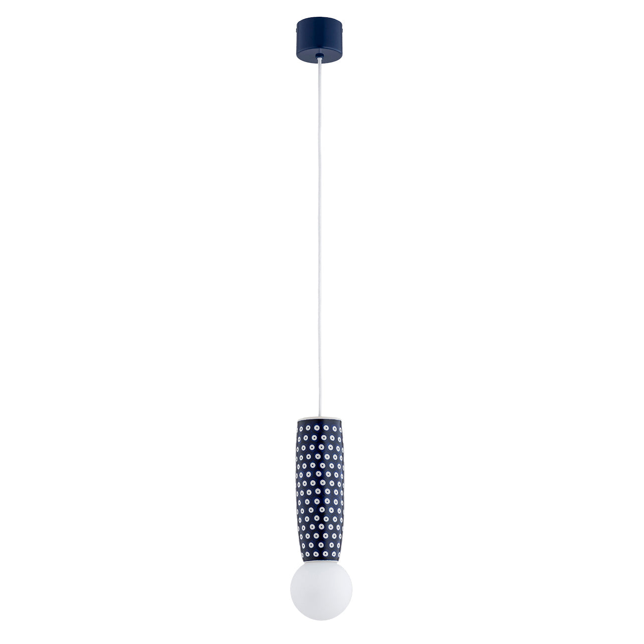 Boll hanglamp Kobalt-wit Klein