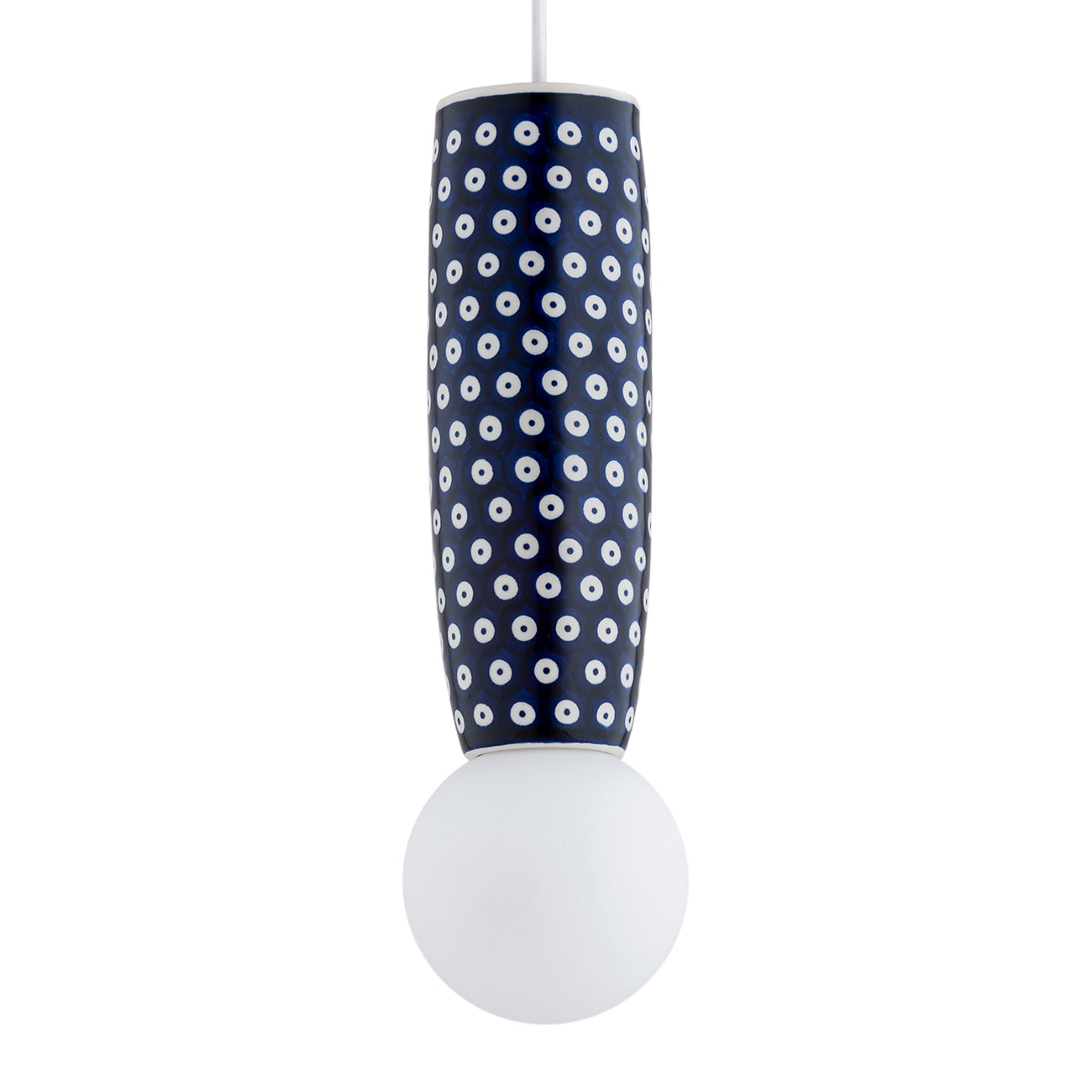 Boll hanglamp Kobalt-wit Klein