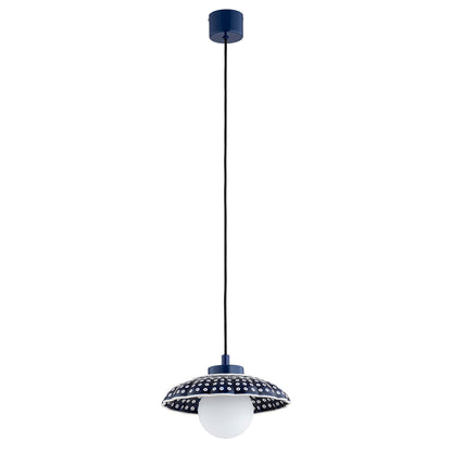 Boll hanglamp Kobalt-wit Middel