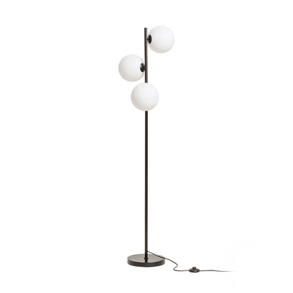 Opaalglas vloerlamp 3-kaps design mat zwarte voet