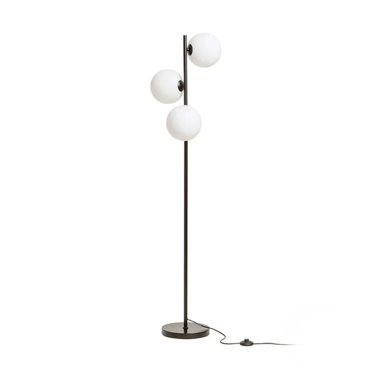 Opaalglas vloerlamp 3-kaps design mat zwarte voet