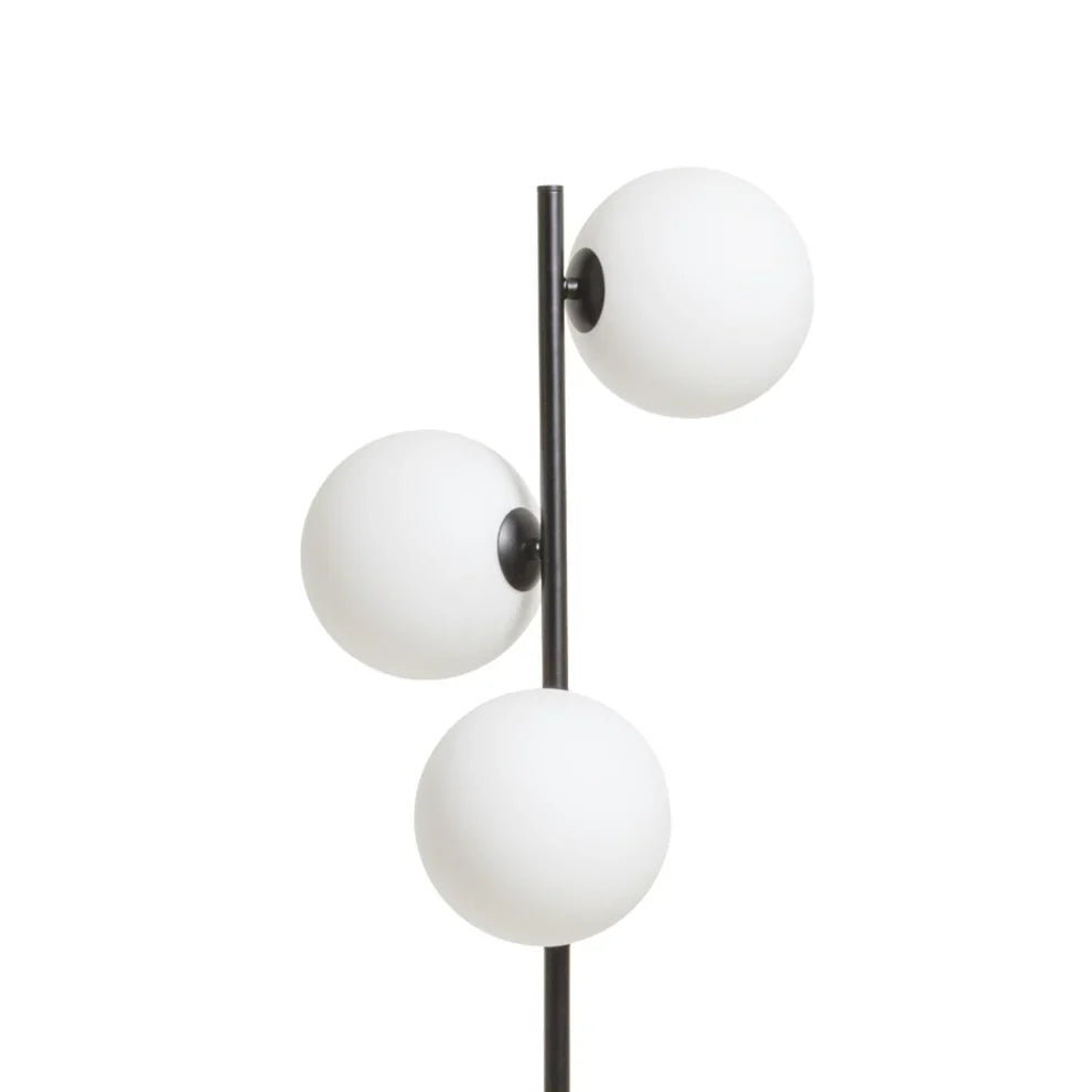 Opalglas-Stehleuchte | 3-Kapsel-Design | mattschwarzer Sockel