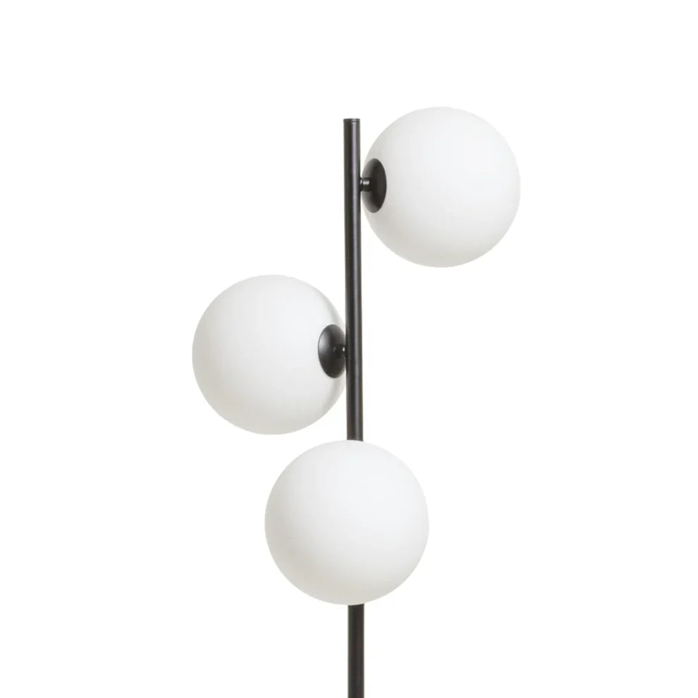 Opaalglas vloerlamp 3-kaps design mat zwarte voet
