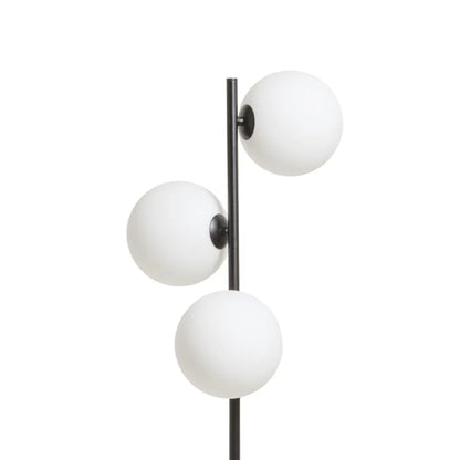 Opaalglas vloerlamp 3-kaps design mat zwarte voet