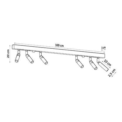 Focus Six 6-spots plafondlamp wit verstelbaar