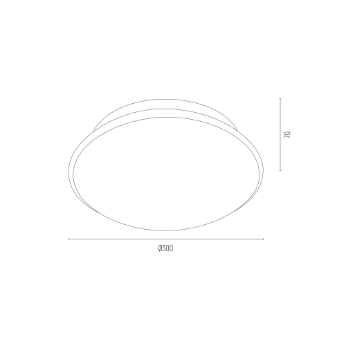 Gin 2-lichts plafondlamp technische tekening met afmetingen