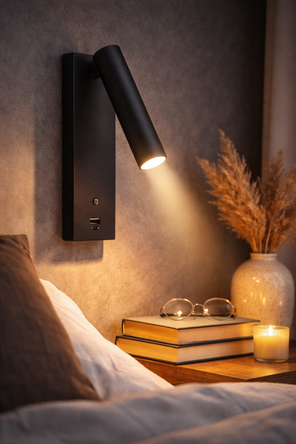 Lezio LED Leselampe 3W USB-A und USB-C dimmbar 3000K | weiß / schwarz