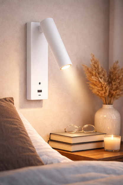 Lezio LED Leselampe 3W USB-A und USB-C dimmbar 3000K | weiß / schwarz