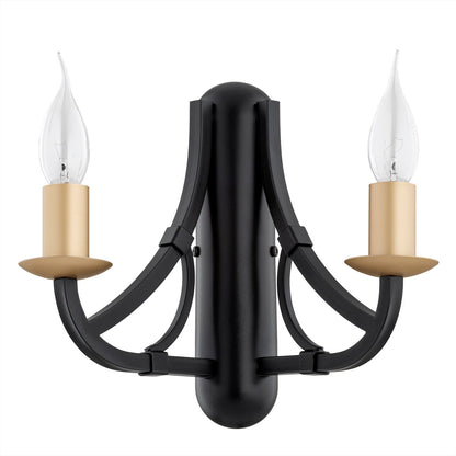 Lorenzo wandlamp 2-lichts Zwart-goud