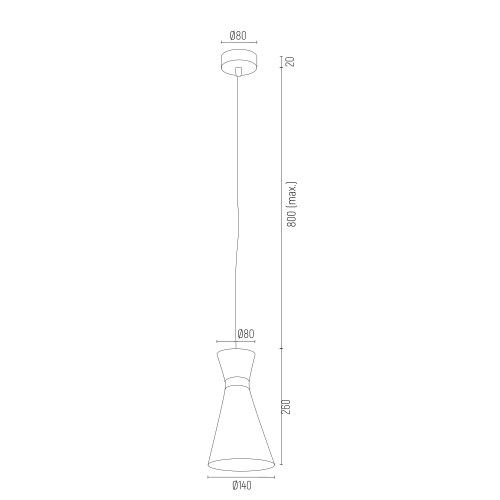 Lukka hanglamp technische tekening met afmetingen
