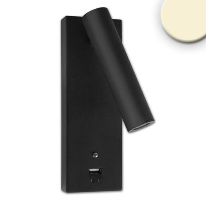 Lezio LED Leselampe 3W USB-A und USB-C dimmbar 3000K | weiß / schwarz