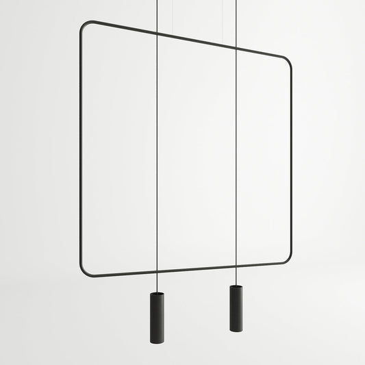 Linea Twin 2-lichts lineaire hanglamp mat zwart