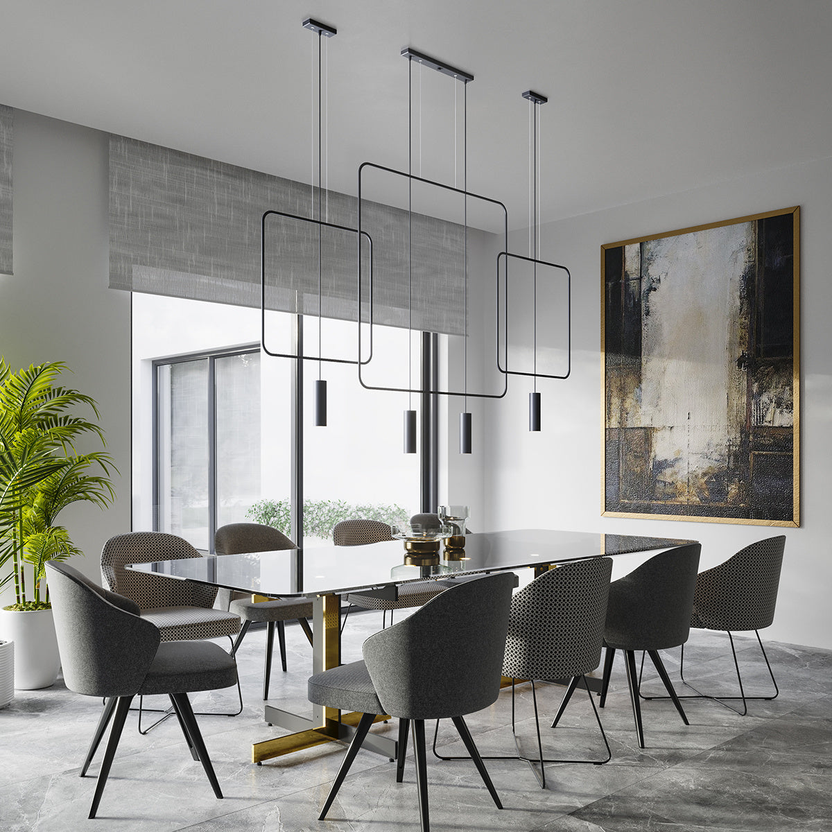 Linea Twin | 2-flammige lineare Pendelleuchte | matt schwarz