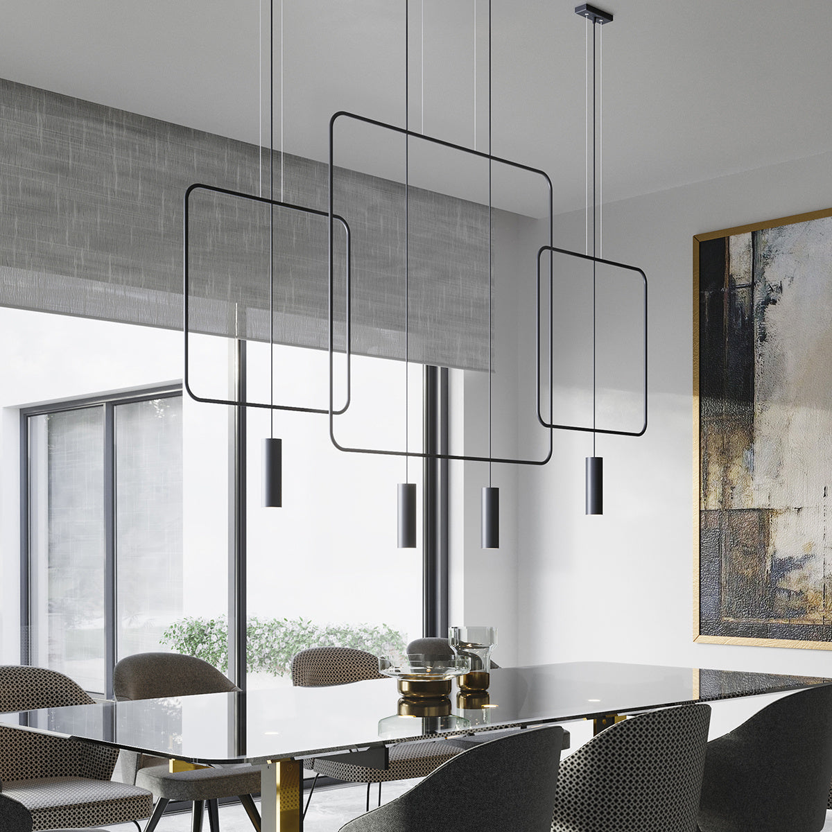 Linea Twin | 2-flammige lineare Pendelleuchte | matt schwarz