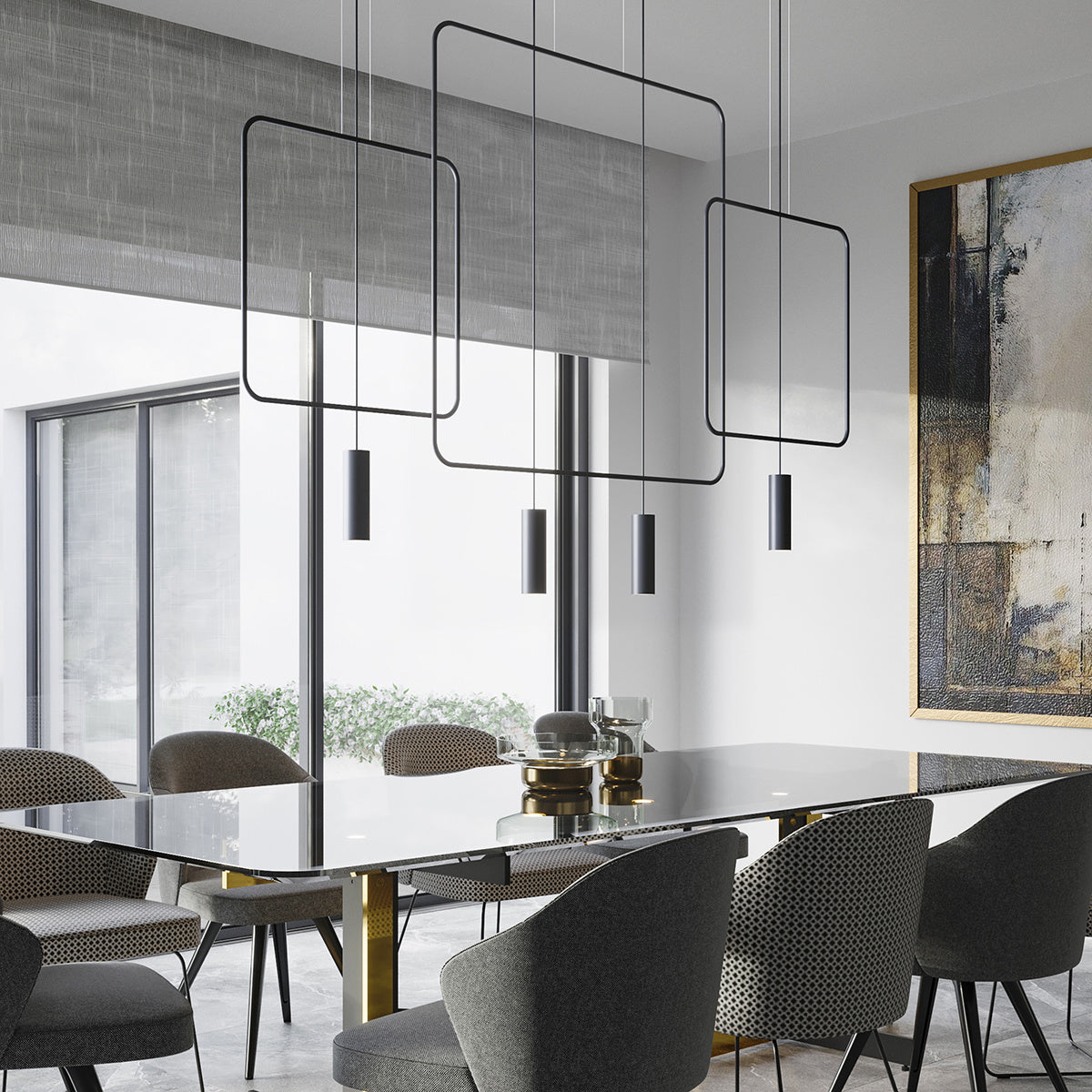 Linea Twin | 2-flammige lineare Pendelleuchte | matt schwarz