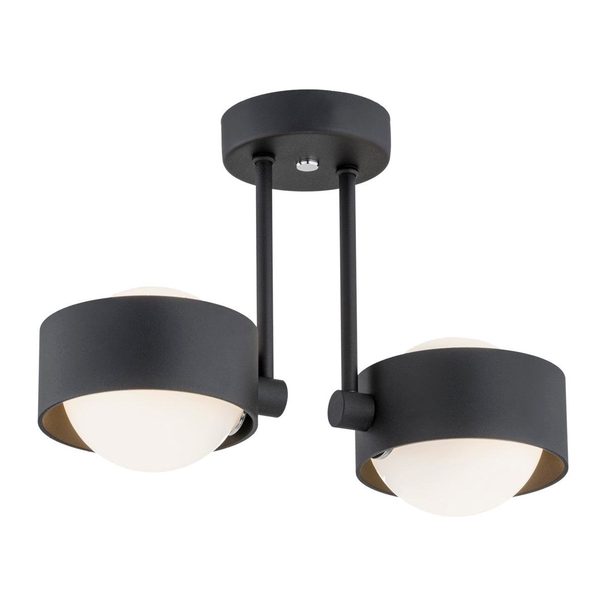 Massimo Plus hanglamp Opaalglas-zwart 2-lichts