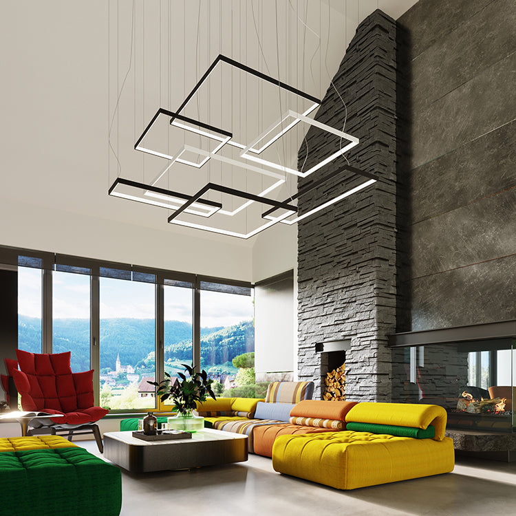 Nexaro LED-Pendelleuchte quadratisch 50W M | 3000K oder 4000K | schwarz / weiß / gold