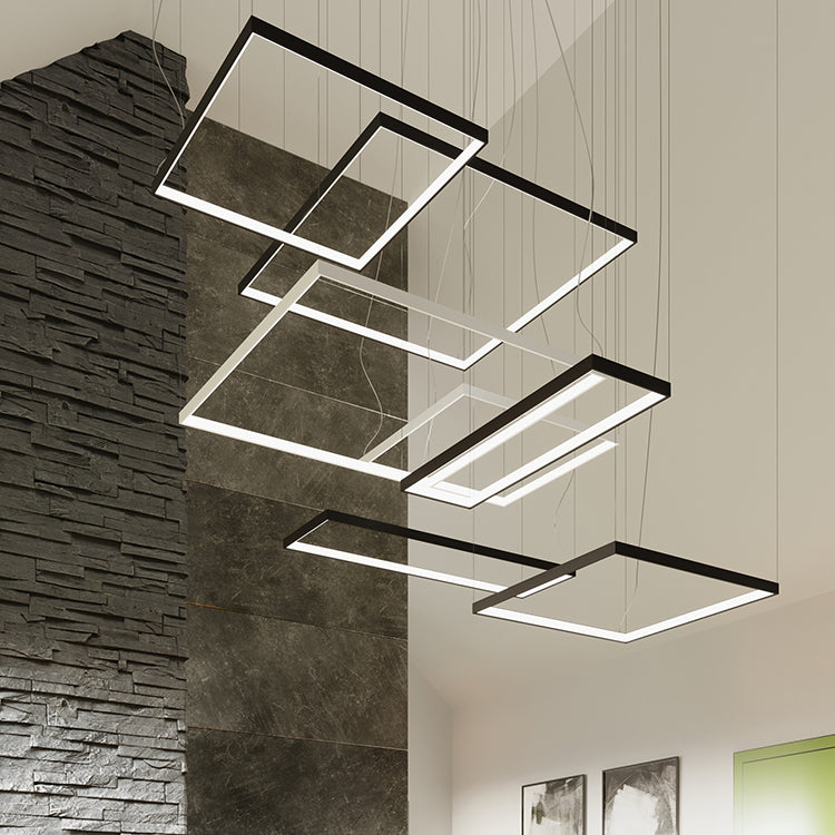 Nexaro LED-Pendelleuchte quadratisch 50W M | 3000K oder 4000K | schwarz / weiß / gold