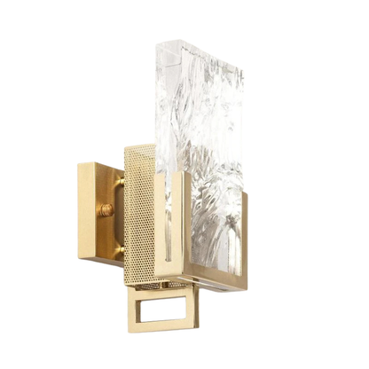 Glamaro sculpturale wandlamp metaal en getextureerd glas goud E14