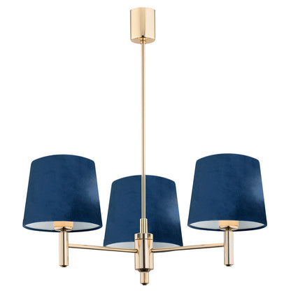 Ponte hanglamp Marineblauw-donkermessing 3-lichts