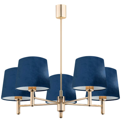 Ponte hanglamp Marineblauw-donkermessing 5-lichts