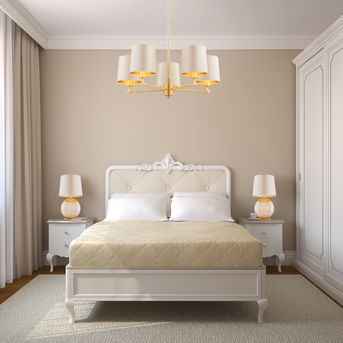 Princeton beige-goud kroonluchter sfeerfoto 3