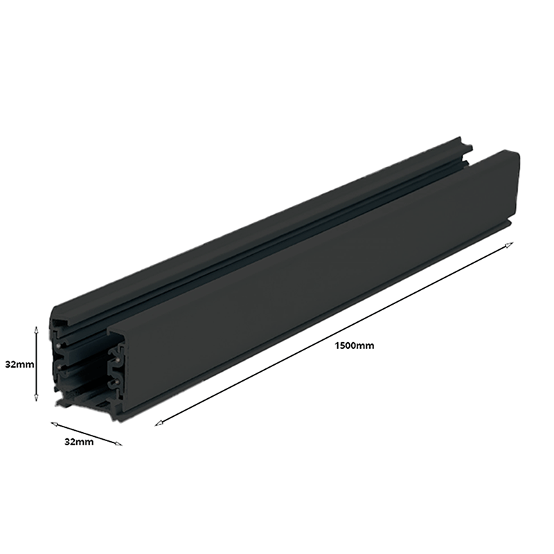 Lumexa 3-fase stroomrail 150 cm zwart detail