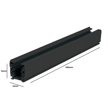 Lumexa 3-fase stroomrail 150 cm zwart detail