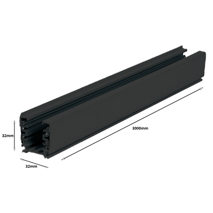 Lumexa 3-fase stroomrail 300 cm zwart detail
