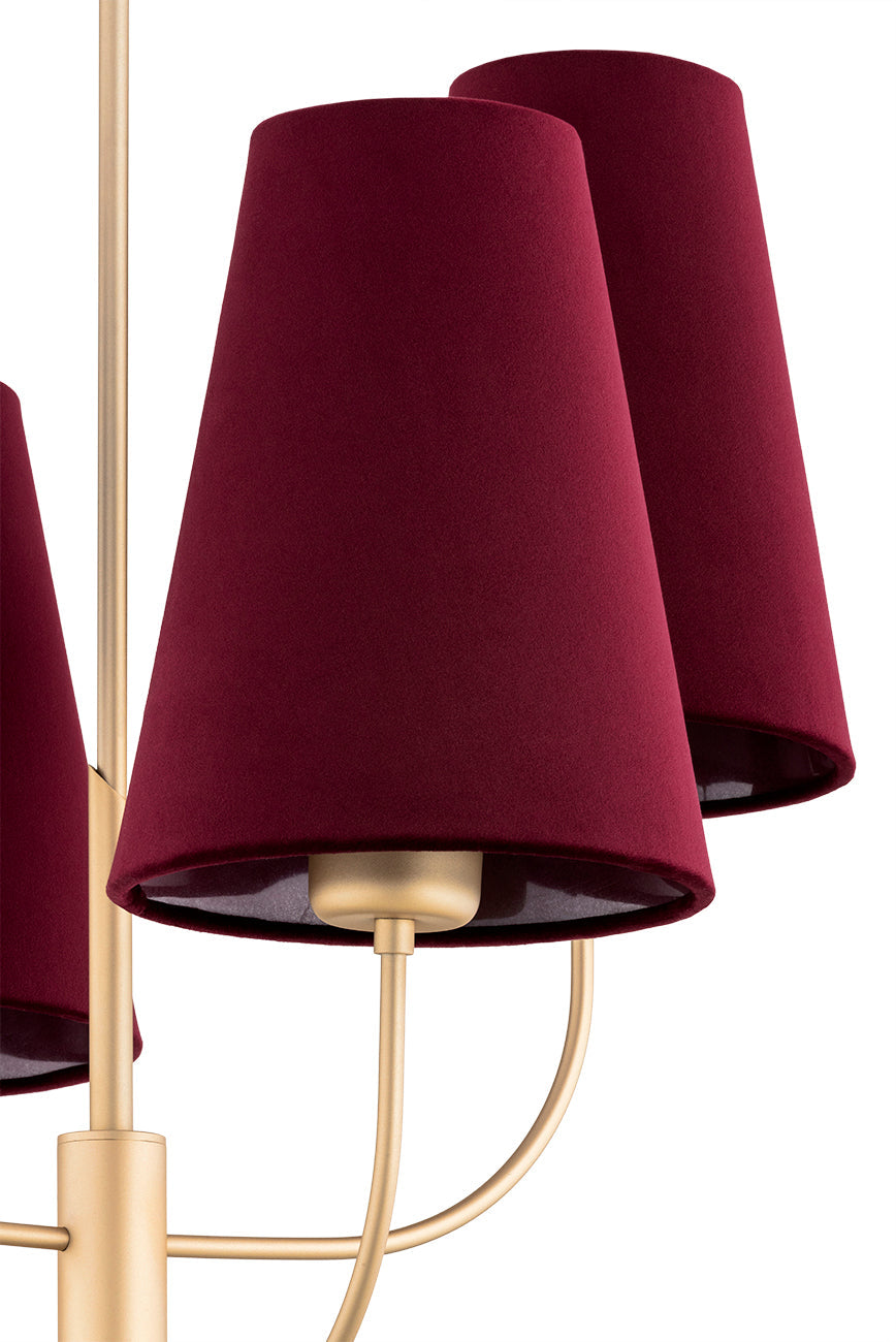 Safiano bordeaux-goud glamour kroonluchter sfeerfoto 5