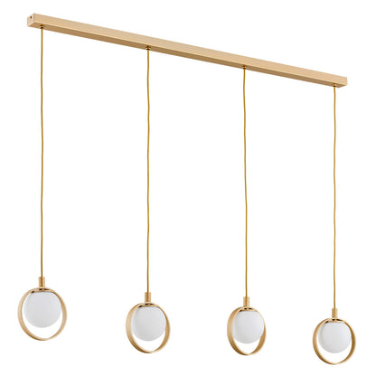 Saturnia hanglamp Opaalglas-goud 4-lichts