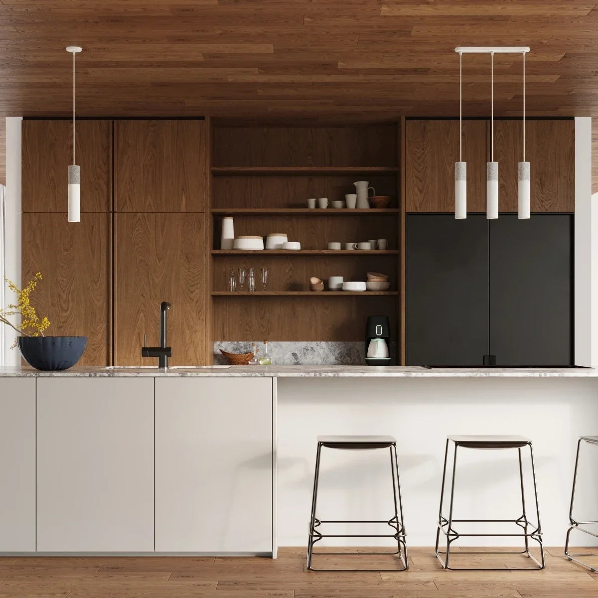 Trio Sphere 3-light spherical pendant lamp black or white