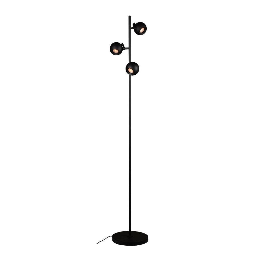BOLERO 3-lichts vloerlamp 3× GU10 160 cm zwart