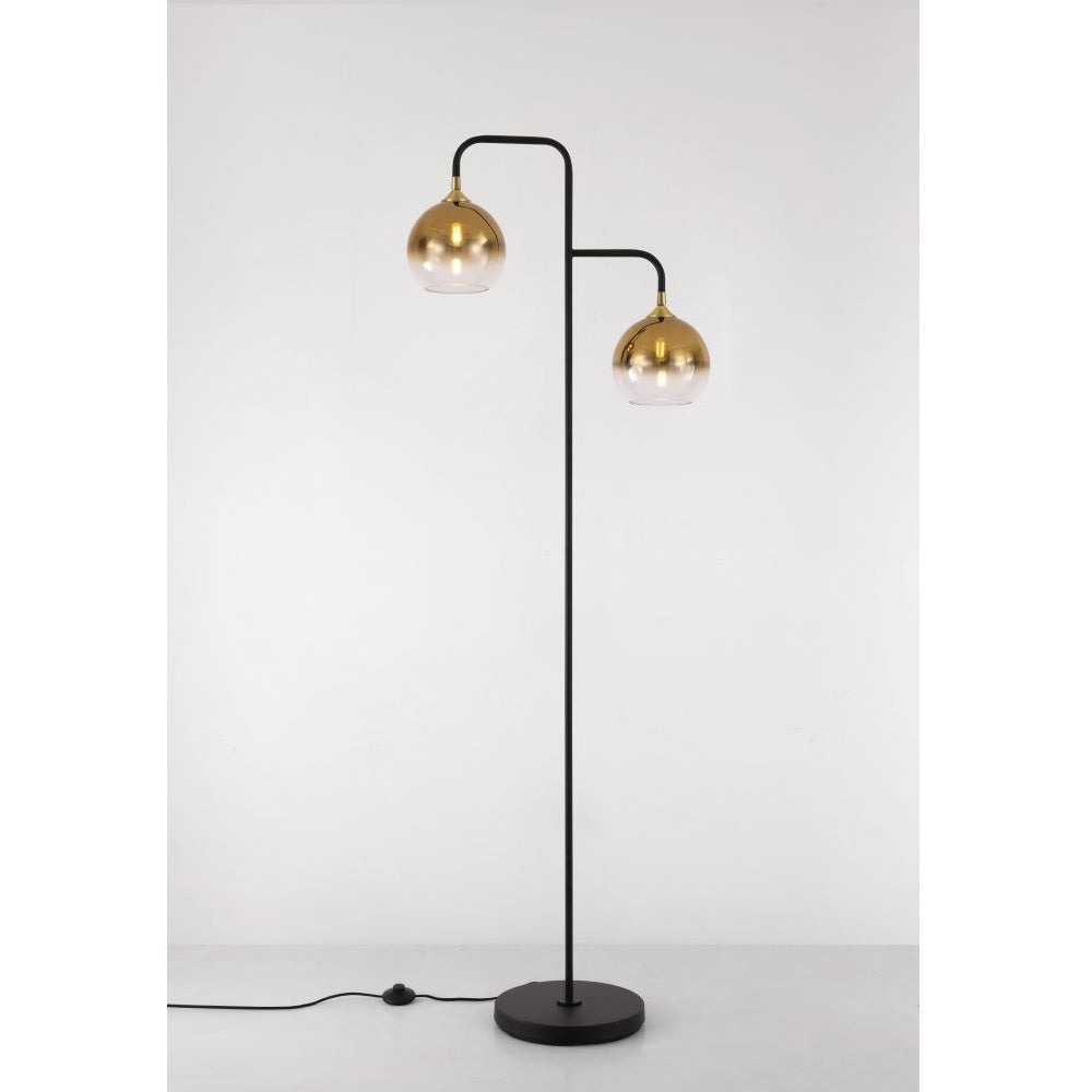 DAJANO 2-lichts vloerlamp 2× E27 175 cm zwart/goud
