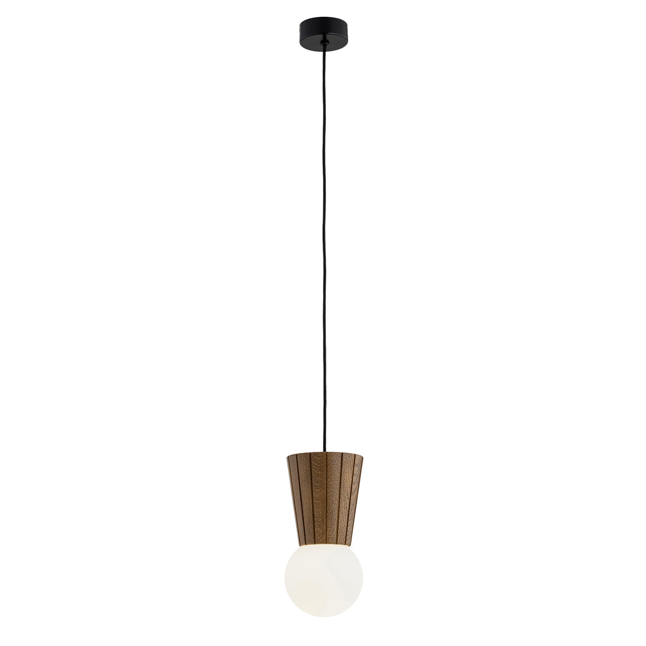 Volante hanglamp Opaal-donkerhout 1-lichts