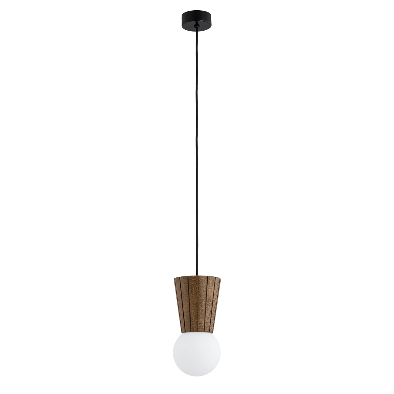 Volante hanglamp Opaal-donkerhout 1-lichts