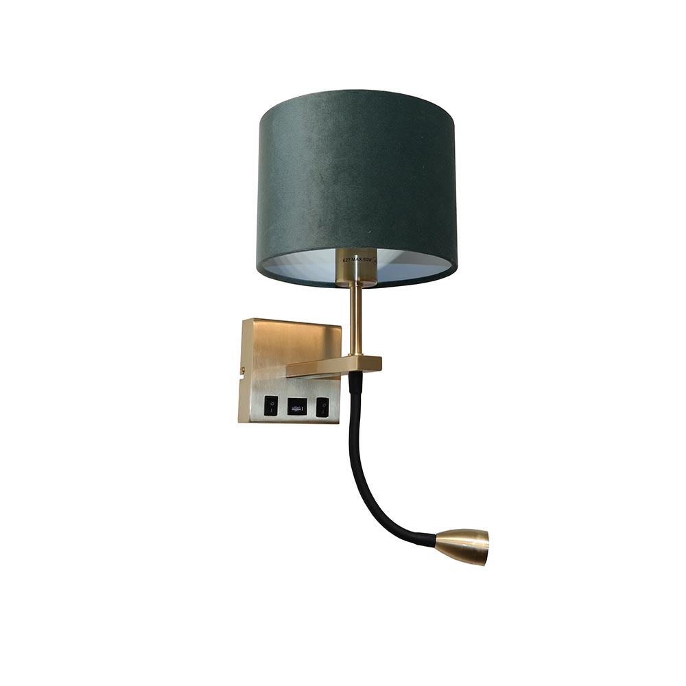Wandlamp QUAD USB - Mat goud