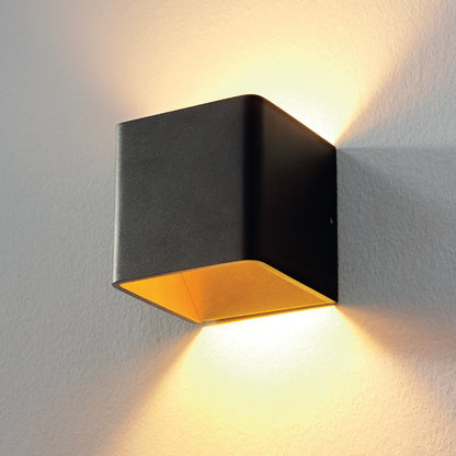 Wandlamp FULDA - Zwart/mat goud