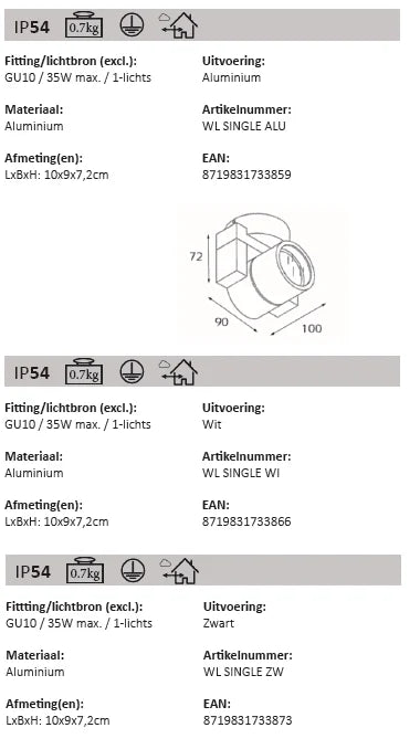 Wandlamp SINGLE