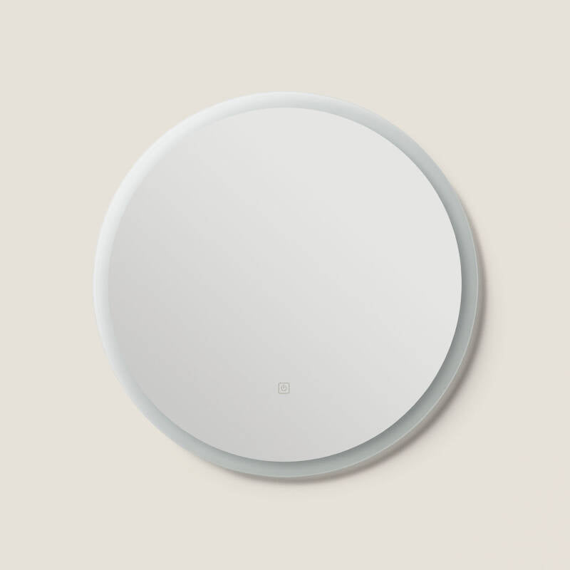 LED badkamerspiegel rond 60 cm anticondens 2700K zij-aanzicht