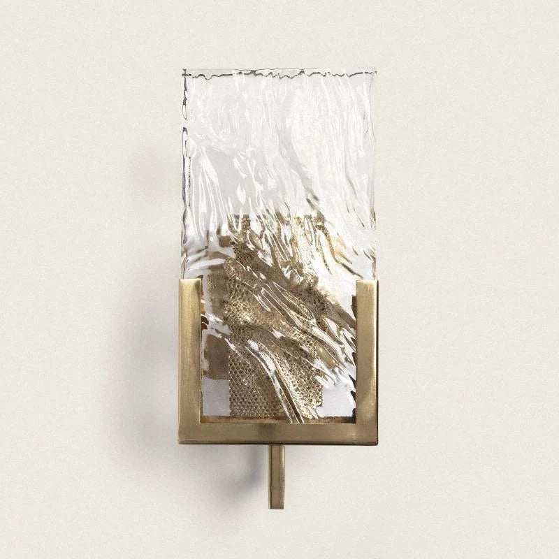 Glamaro sculpturale wandlamp metaal en getextureerd glas goud E14